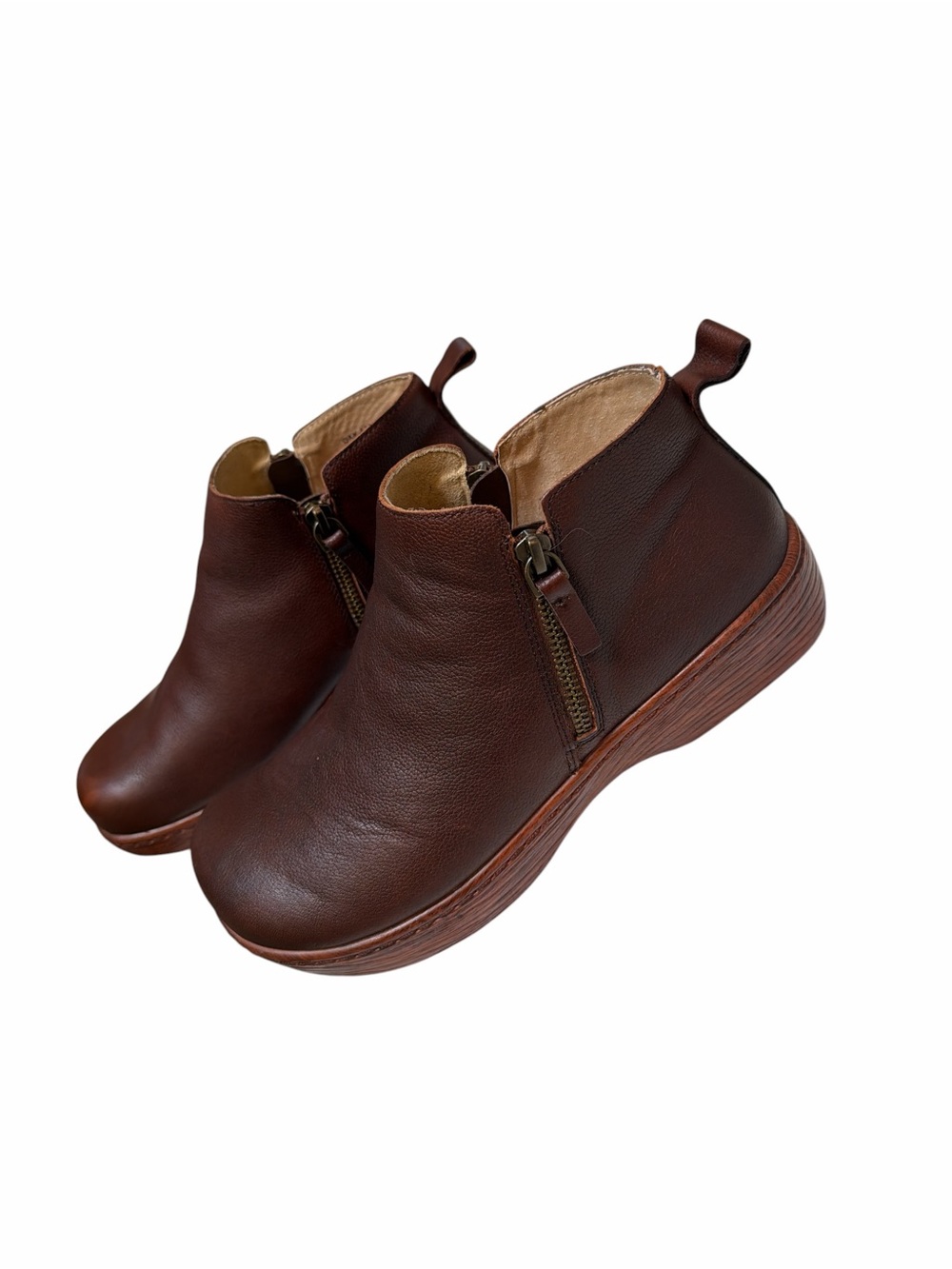 Alegria Oak 6311 Leather Ankle Boots EU 38 Brown Comfort Wedge - Picture 9 of 14